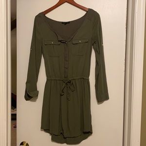 Front button dress with drawstring